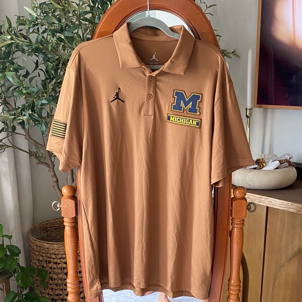 Nike Dri-Fit Jordan Michigan Wolverines Brown Polo